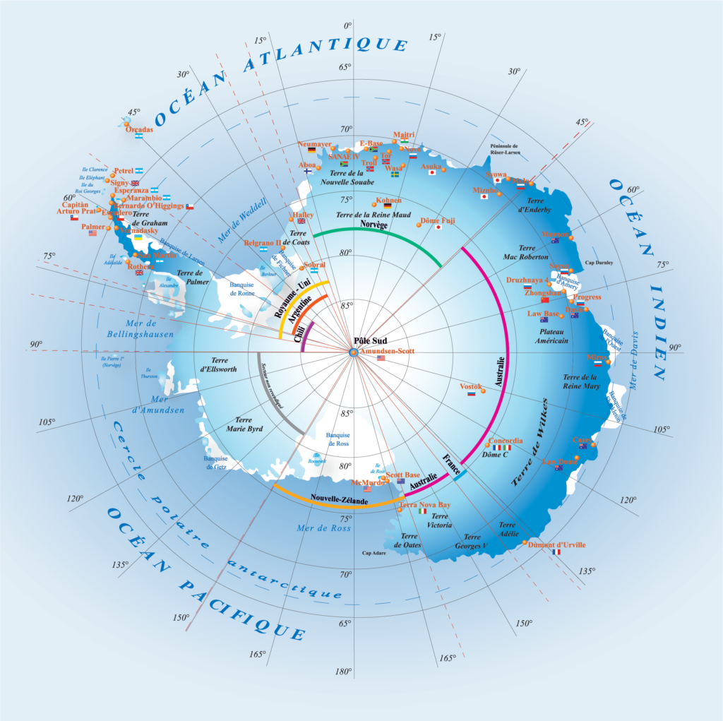 Carte illustré de l'Antarctique